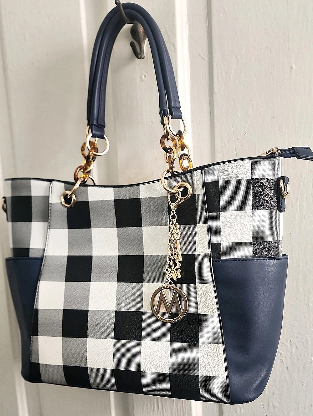 Michael Kors Checkered Tote Bag in Black & White Like New